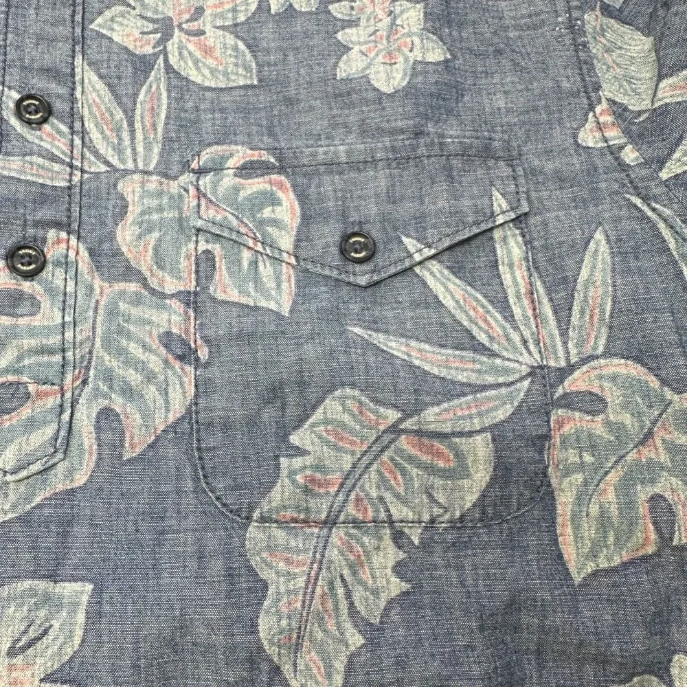 TOMMY BAHAMA Blue Pink‎ Hawaiian Tropical Cotton Short Sleeve Shirt Men's Medium